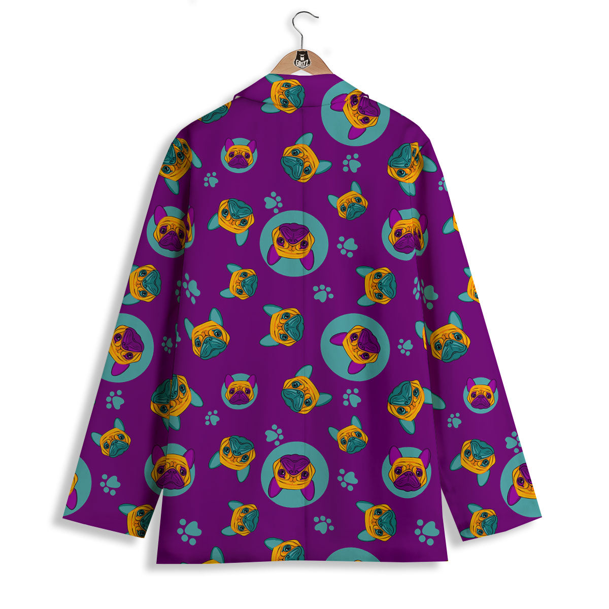 Boston Terrier Purple Print Pattern Women's Blazer-grizzshop