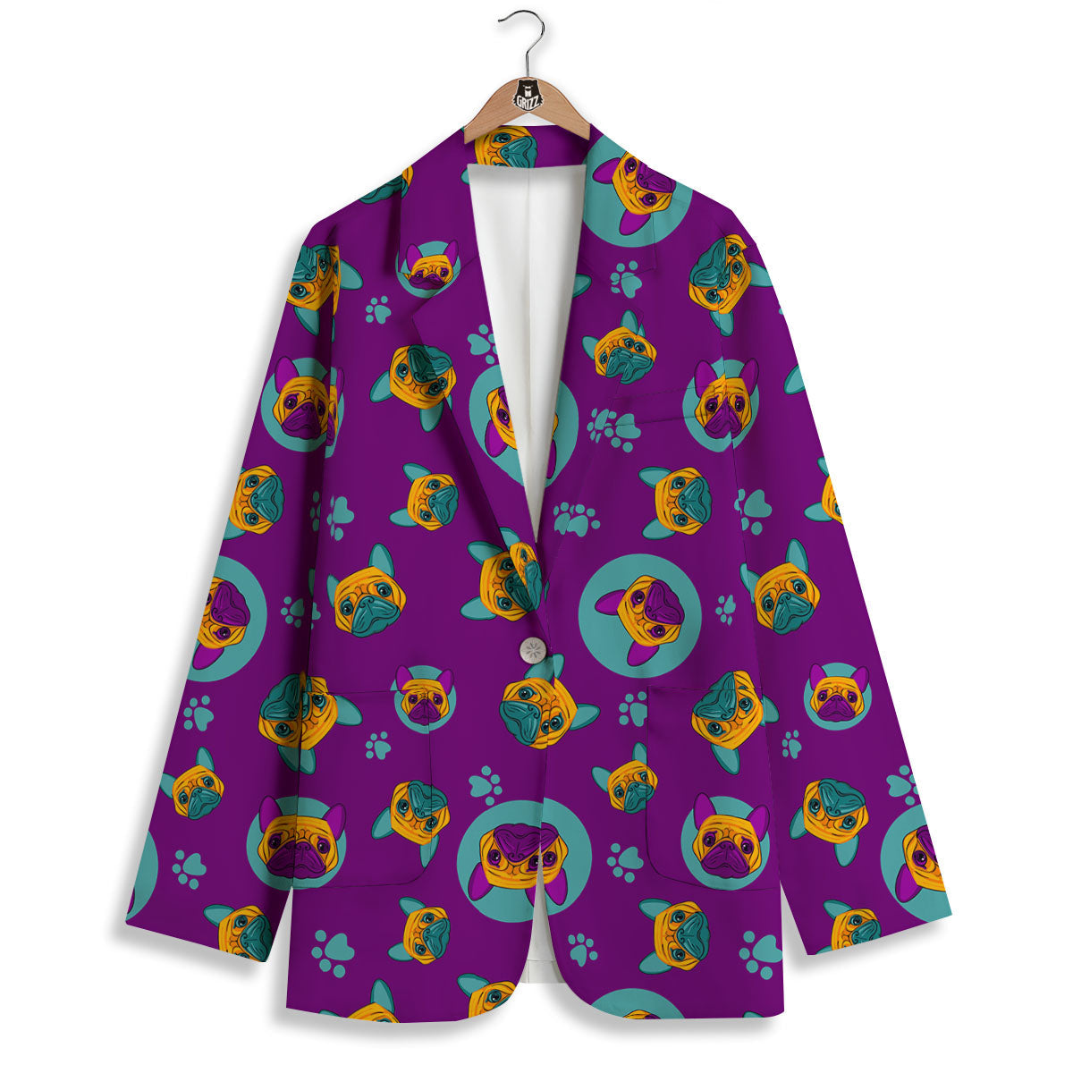 Boston Terrier Purple Print Pattern Women's Blazer-grizzshop