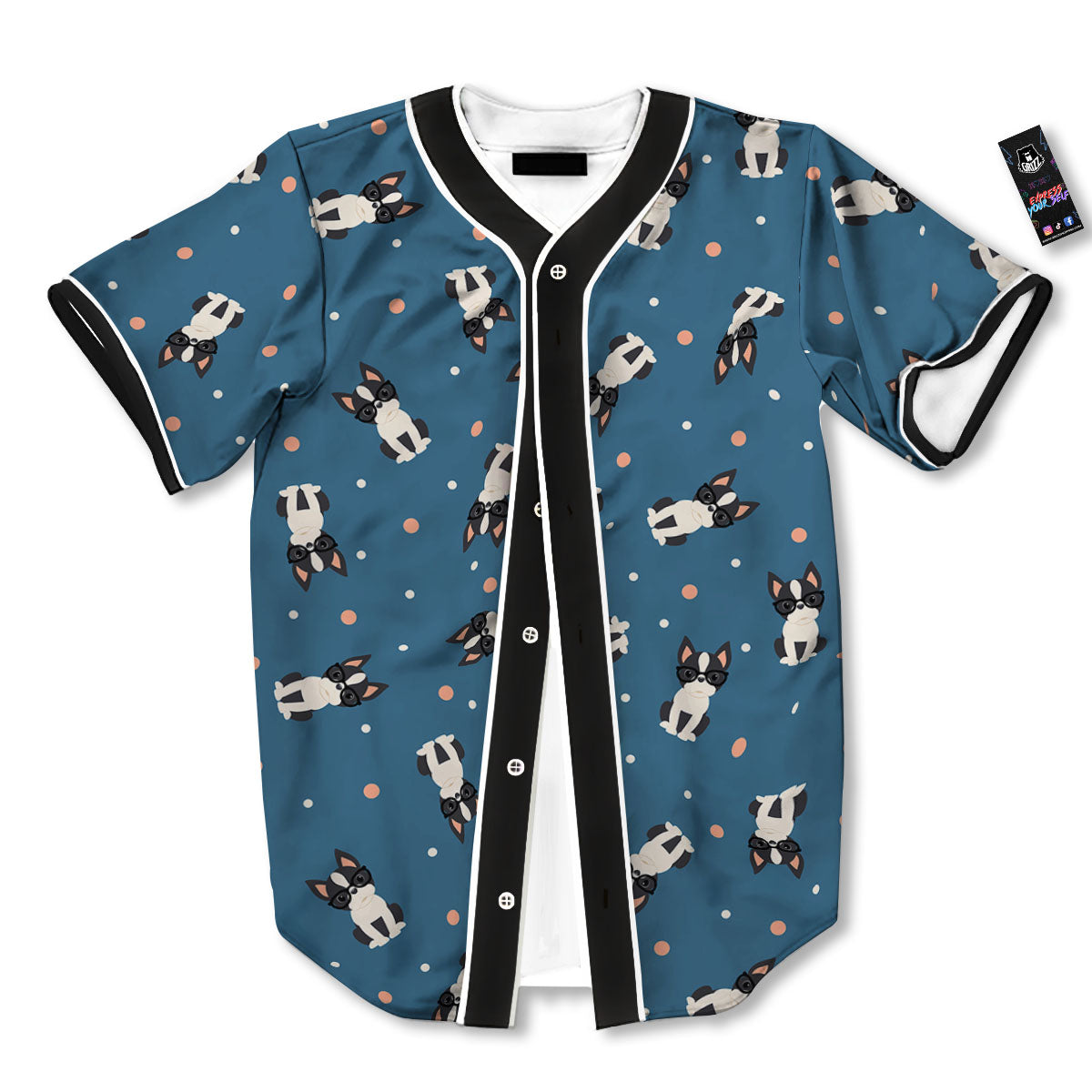 Boston Terrier Wearing Glasses Print Baseball Jersey-grizzshop