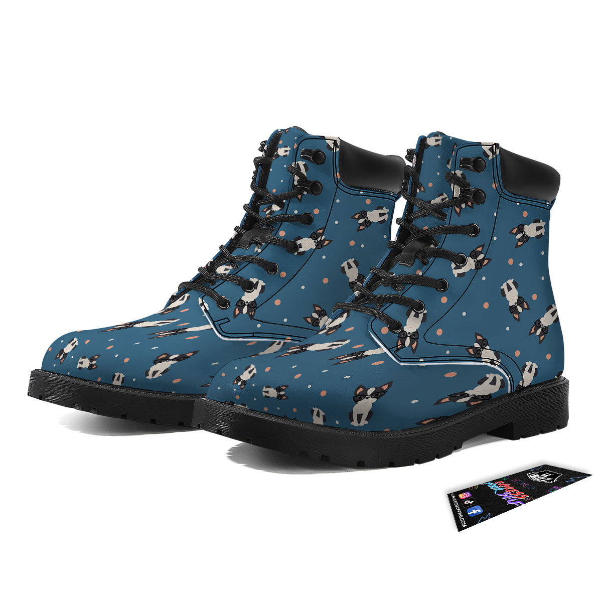 Boston Terrier Wearing Glasses Print Boots-grizzshop