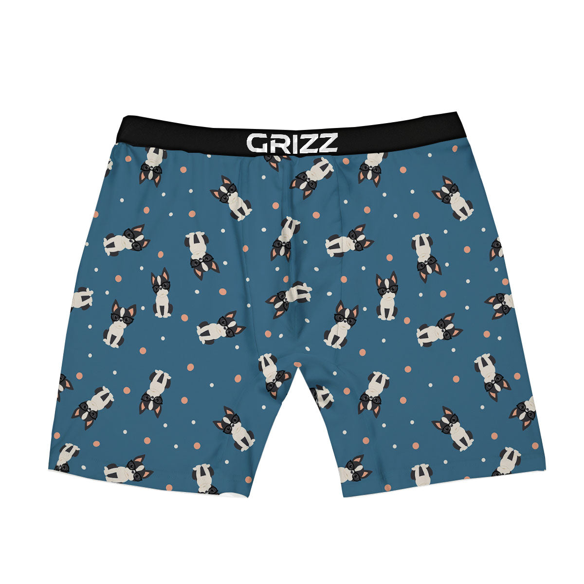 Boston Terrier Wearing Glasses Print Boxer Briefs-grizzshop