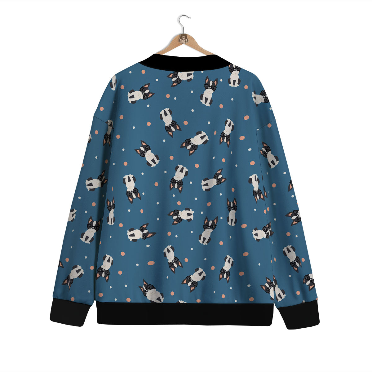 Boston Terrier Wearing Glasses Print Cardigan-grizzshop