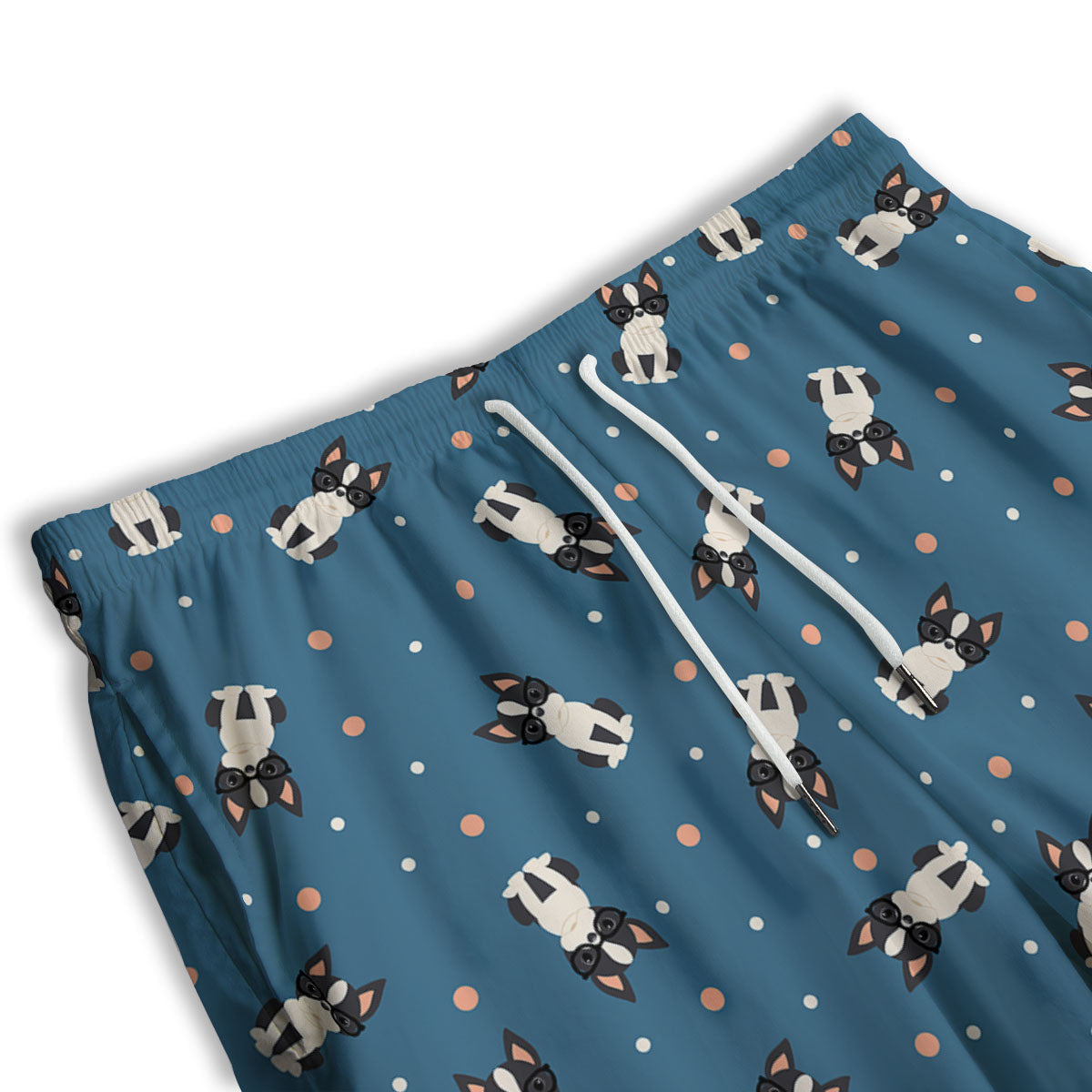 Boston Terrier Wearing Glasses Print Men's Athletic Shorts