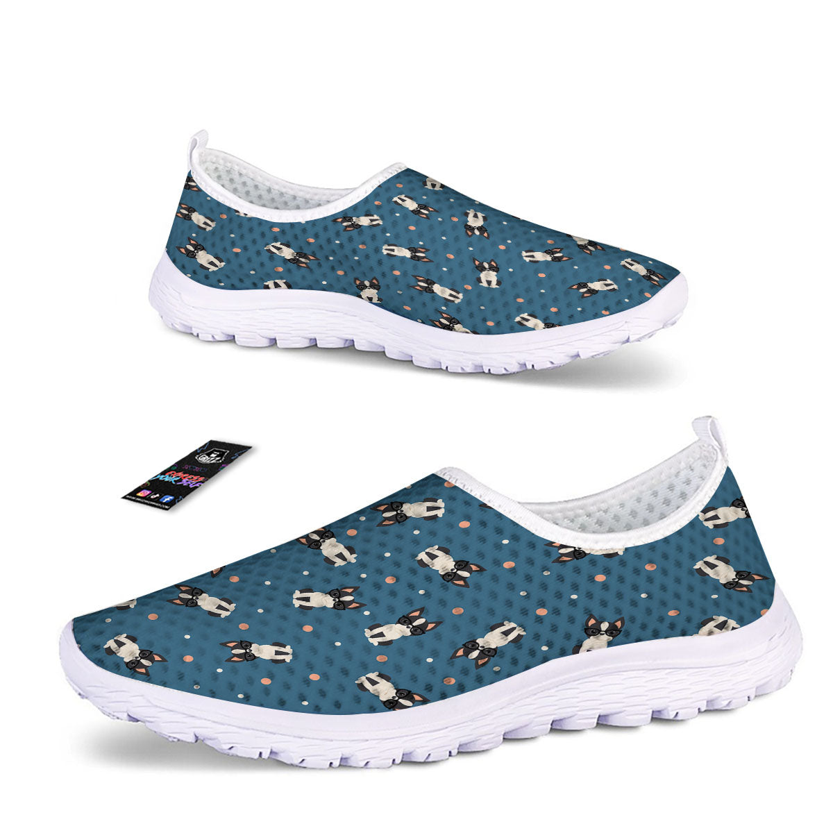 Boston Terrier Wearing Glasses Print Nurse Shoes-grizzshop