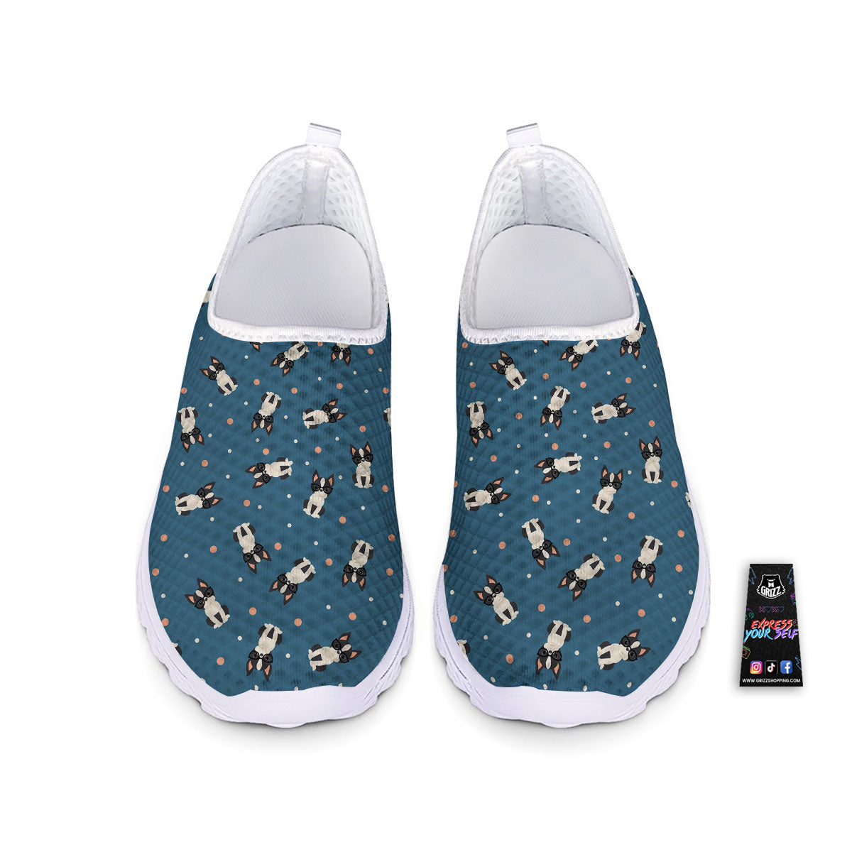 Boston Terrier Wearing Glasses Print Nurse Shoes-grizzshop