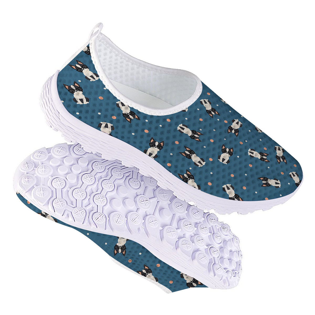Boston Terrier Wearing Glasses Print Nurse Shoes-grizzshop