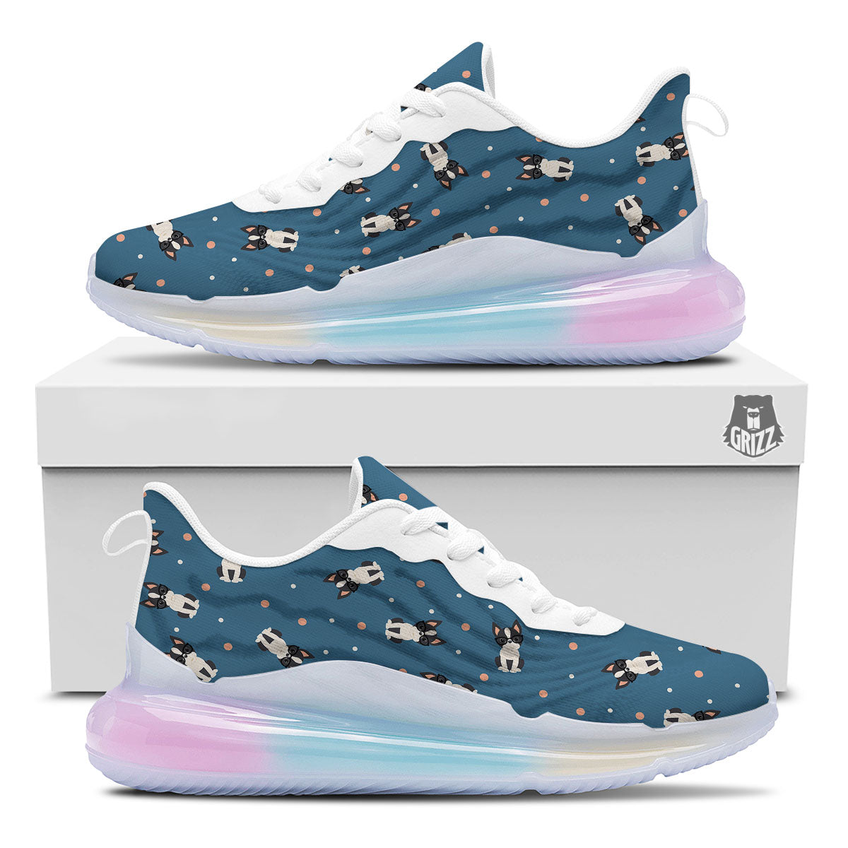 Boston Terrier Wearing Glasses Print Running Sneakers-grizzshop