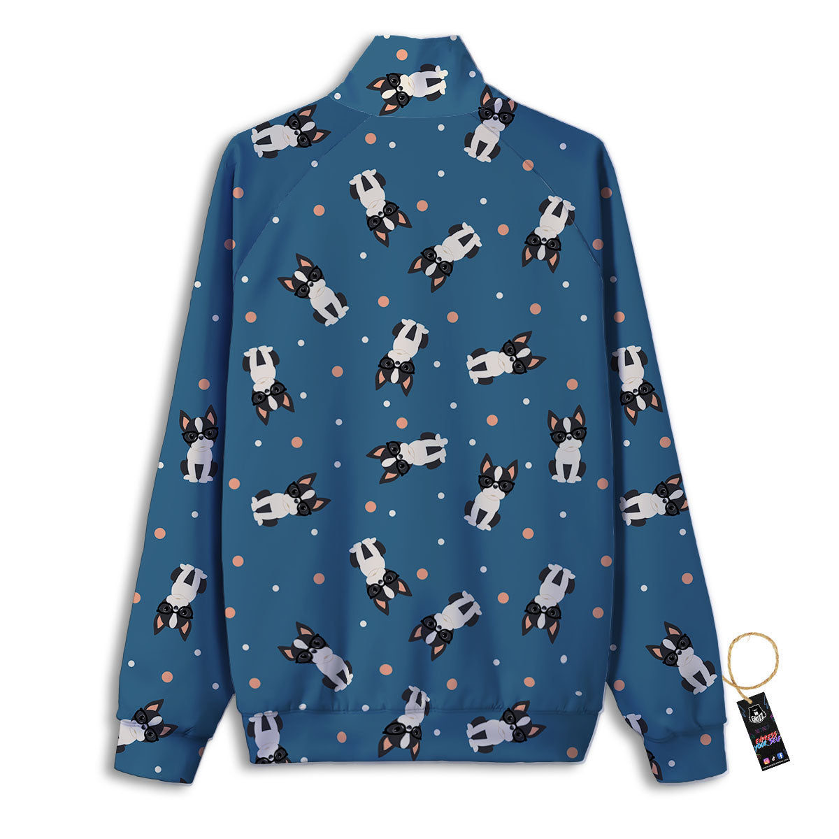 Boston Terrier Wearing Glasses Print Track Jacket-grizzshop