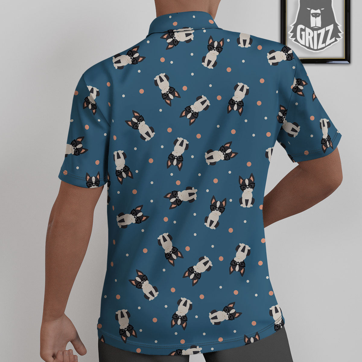 Boston Terrier Wearing Glasses Print Untucked Shirts-grizzshop