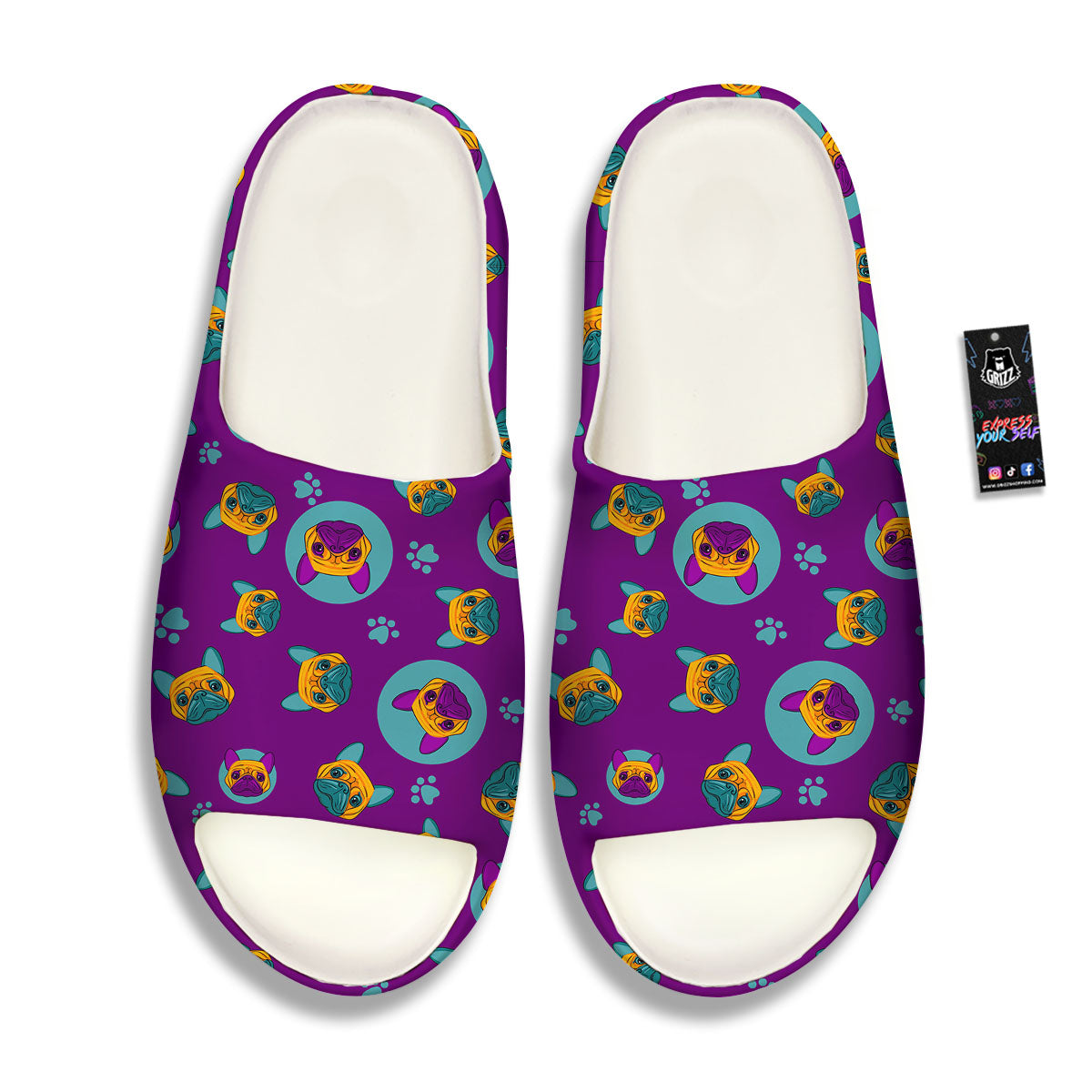 Boston Terrier Purple Print Pattern Sandals-grizzshop