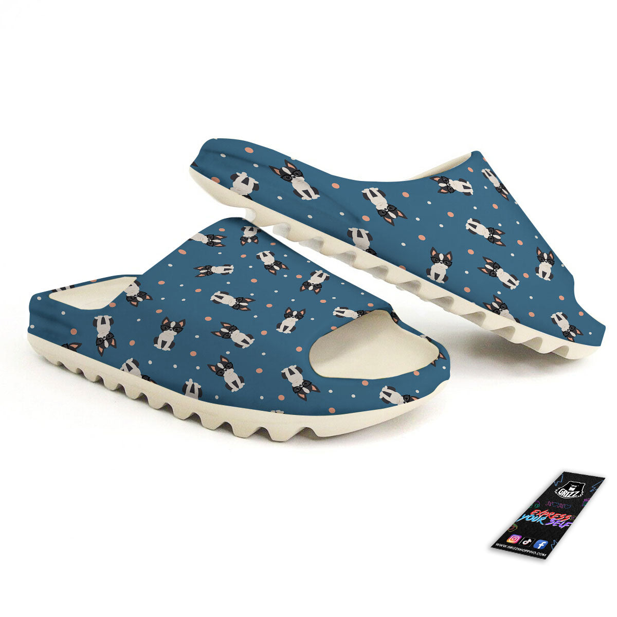 Boston Terrier Wearing Glasses Print Sandals-grizzshop