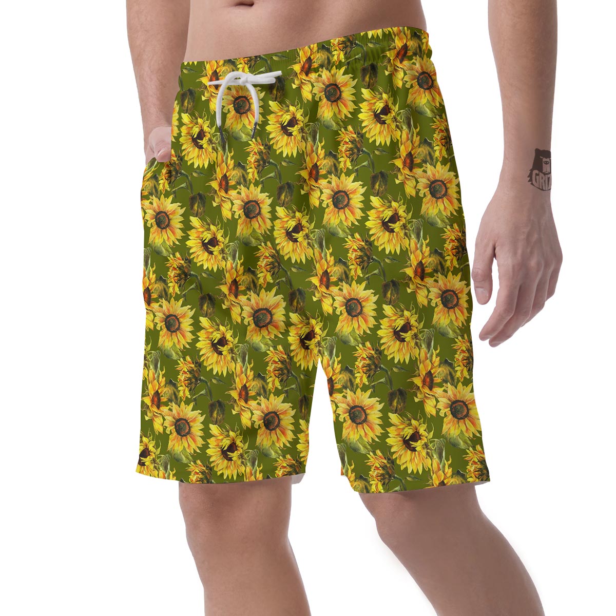 Botanical Sunflower Men's Shorts-grizzshop
