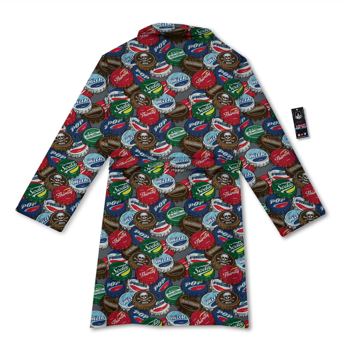 Bottle Caps Print Pattern Bathrobe-grizzshop