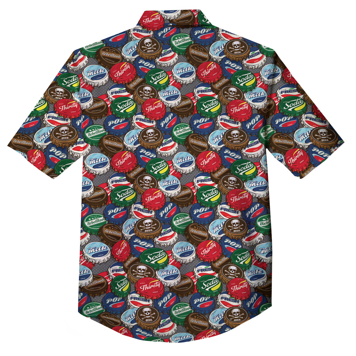 Bottle Caps Print Pattern Button Up Shirt-grizzshop