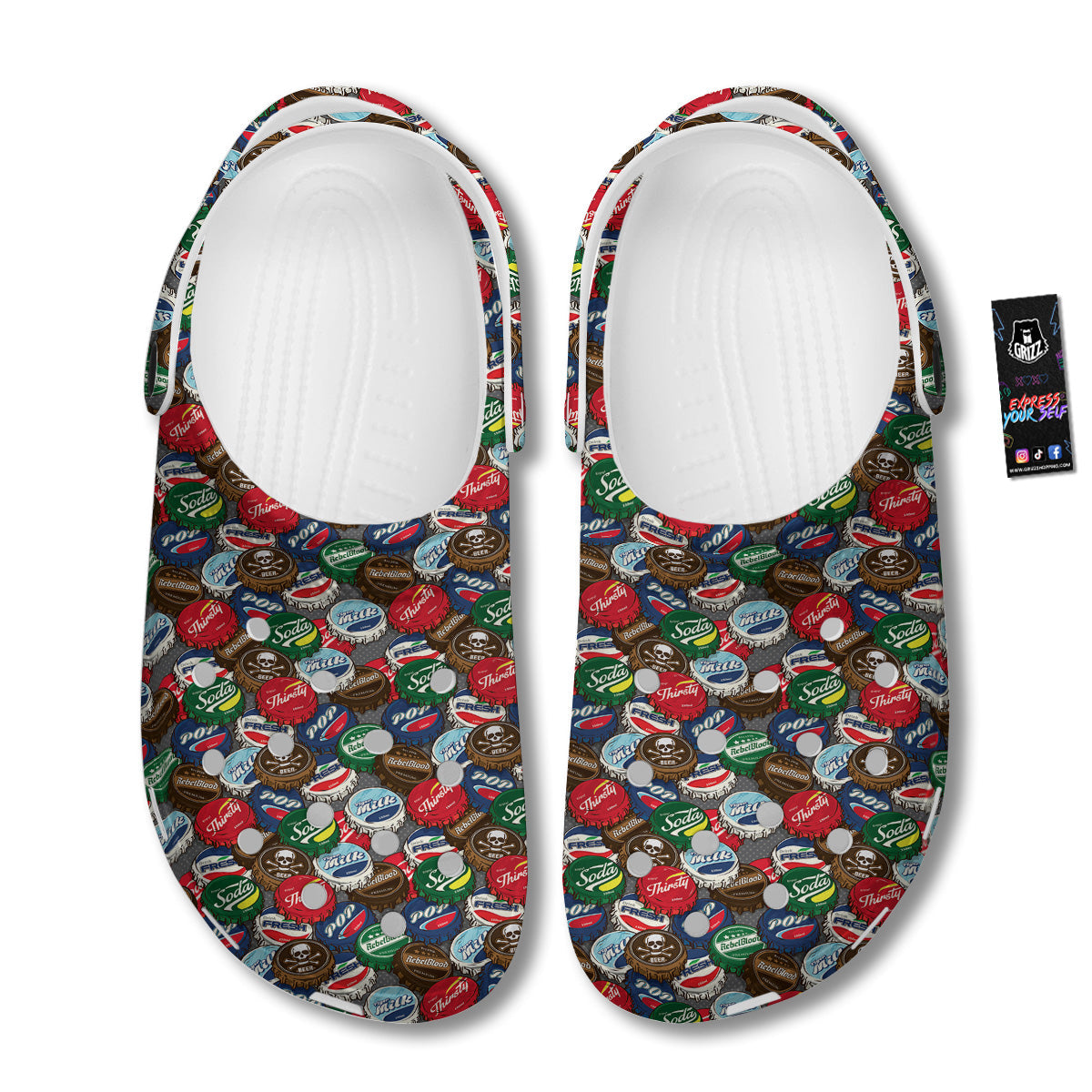 Bottle Caps Print Pattern Clog-grizzshop