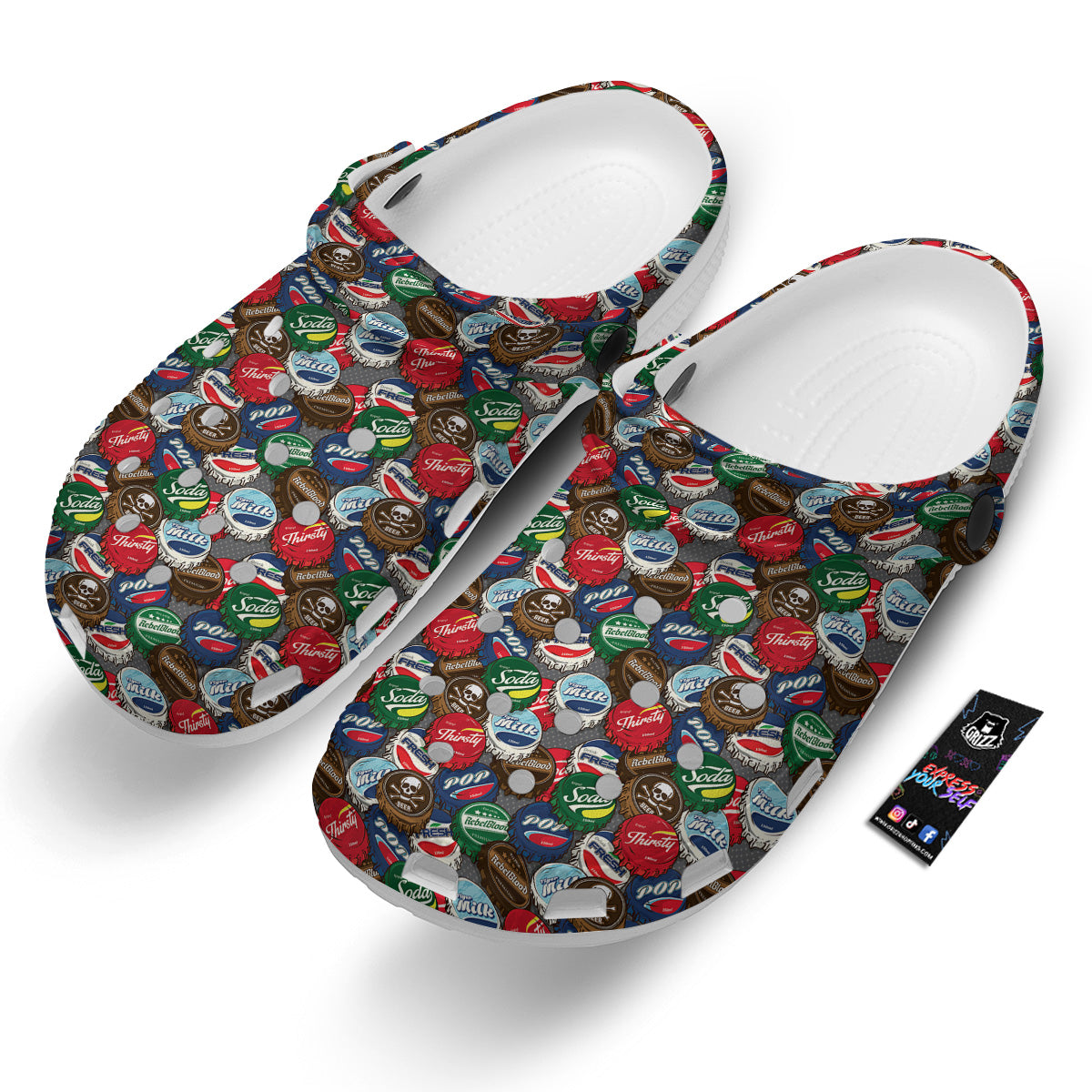 Bottle Caps Print Pattern Clog-grizzshop