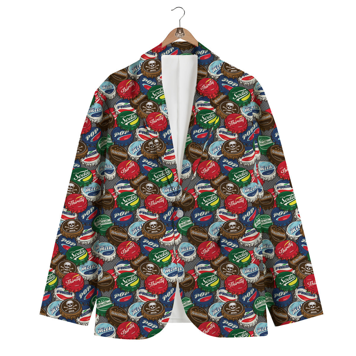 Bottle Caps Print Pattern Men's Blazer-grizzshop