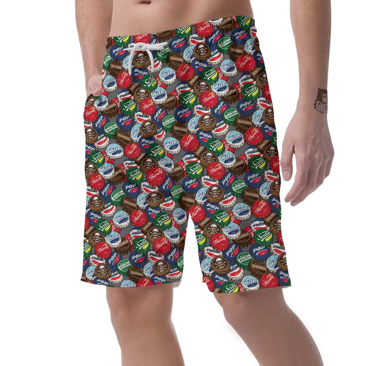 Bottle Caps Print Pattern Men's Shorts-grizzshop