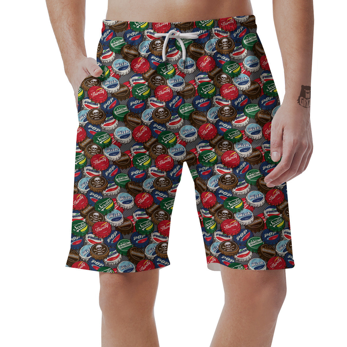 Bottle Caps Print Pattern Men's Shorts-grizzshop