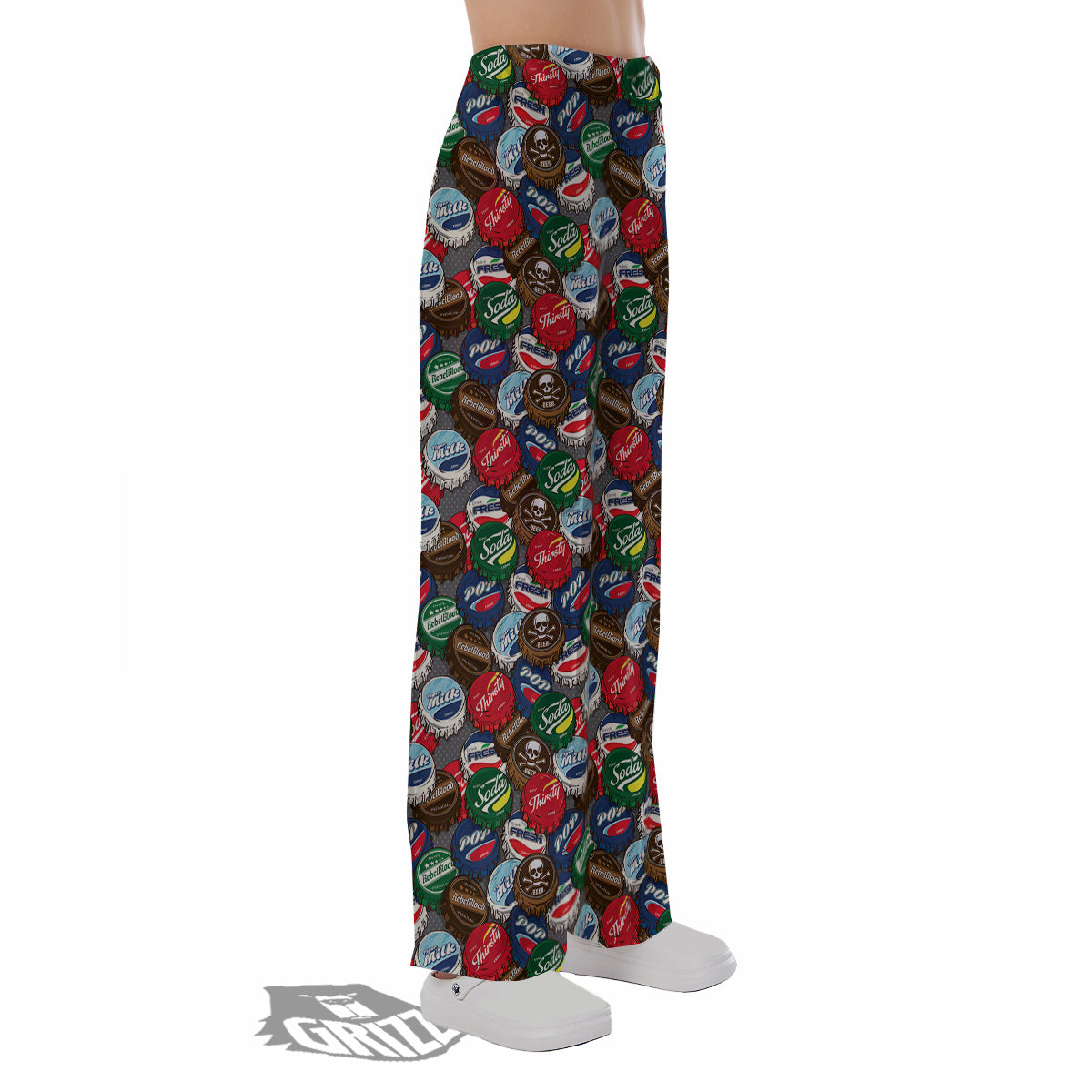 Bottle Caps Print Pattern Pajama Pants-grizzshop