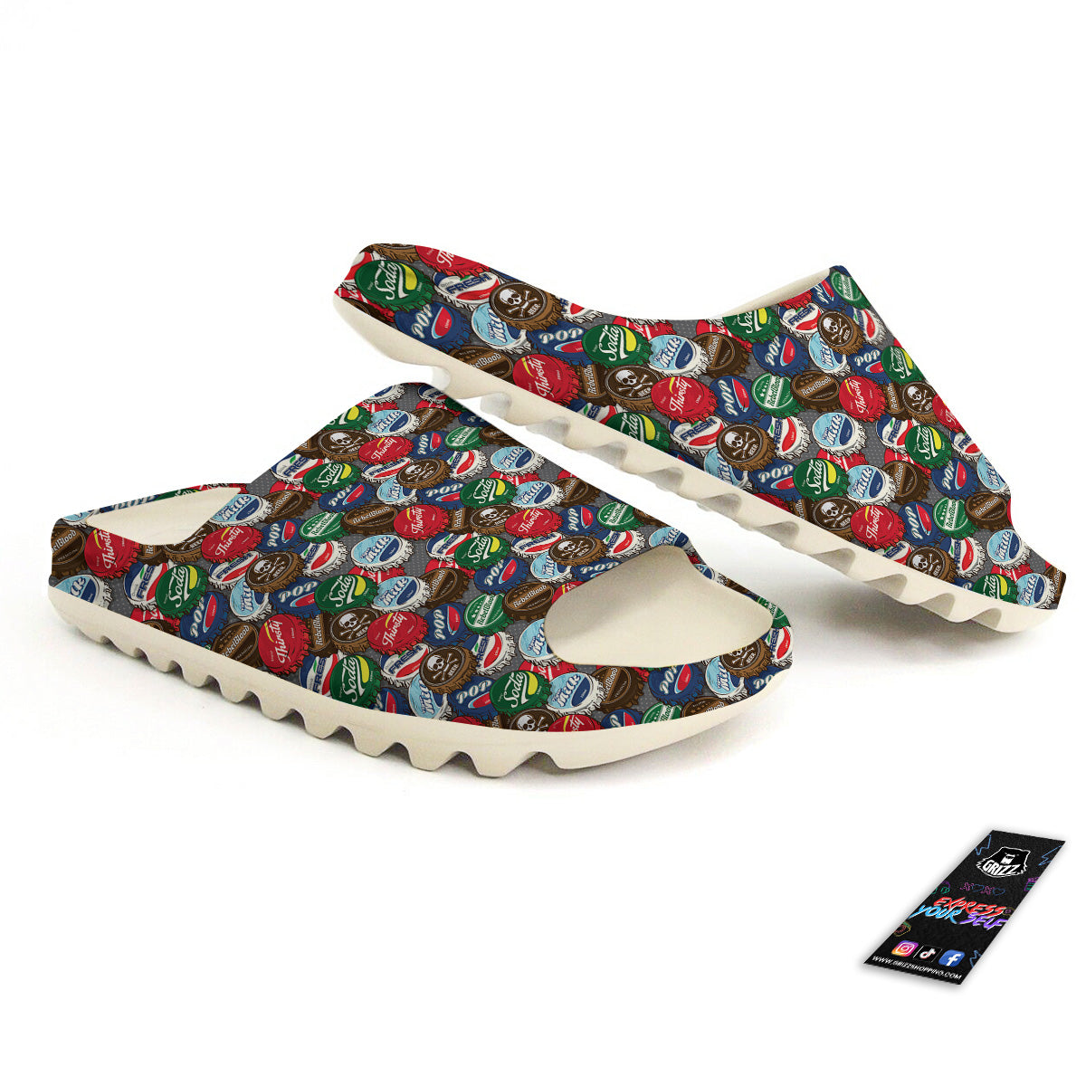 Bottle Caps Print Pattern Sandals-grizzshop
