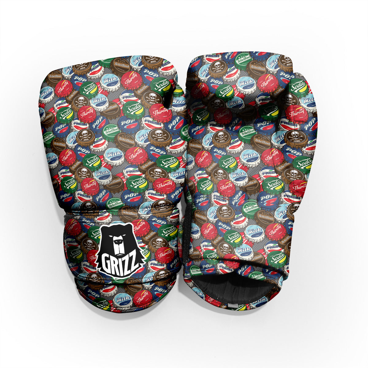 Bottle Caps Print Pattern Sparring Gloves-grizzshop