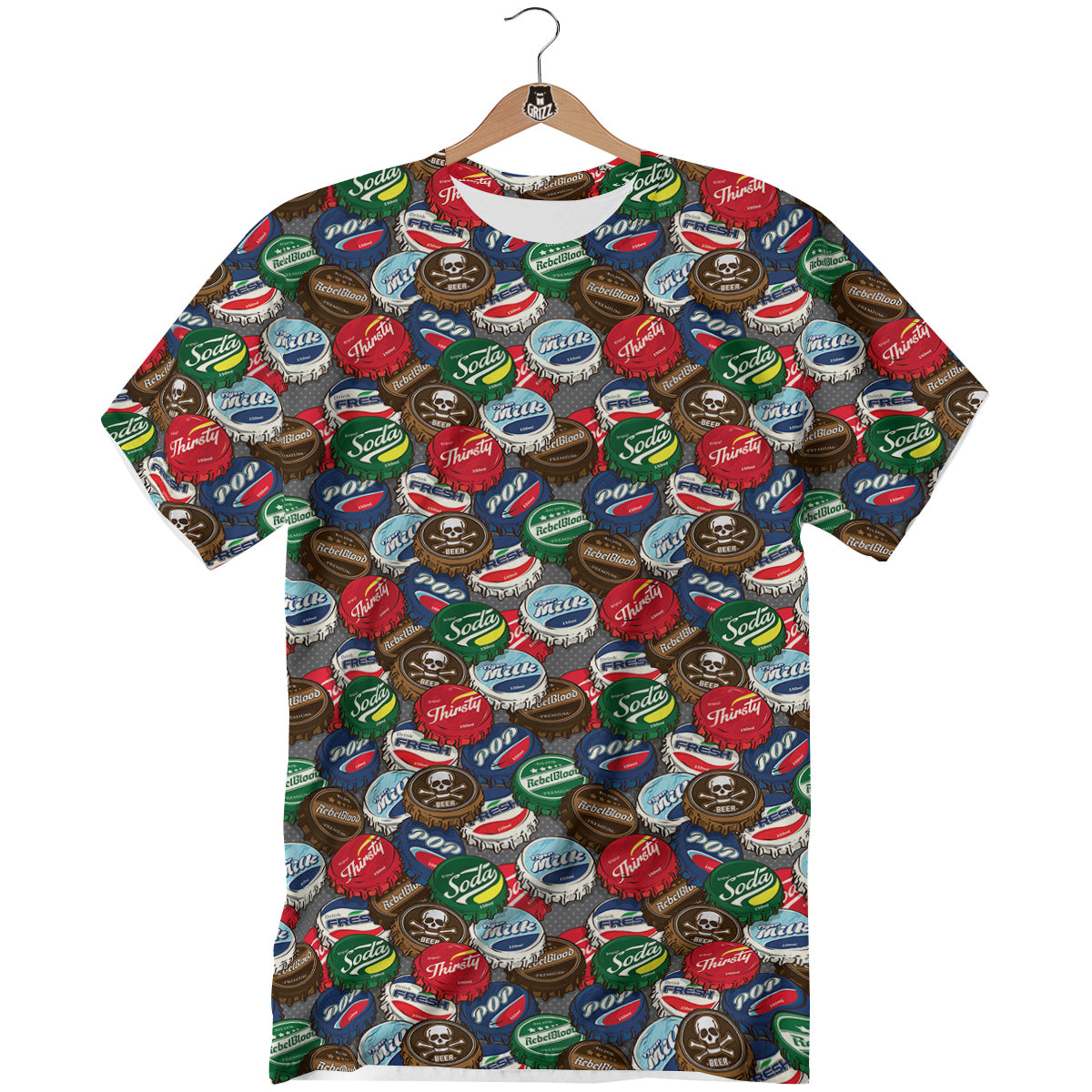Bottle Caps Print Pattern T-Shirt-grizzshop