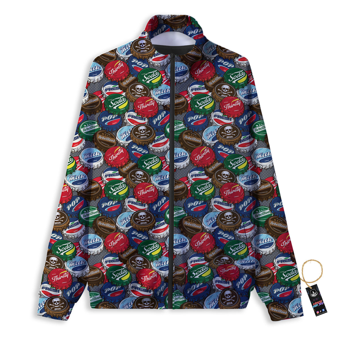 Bottle Caps Print Pattern Track Jacket-grizzshop