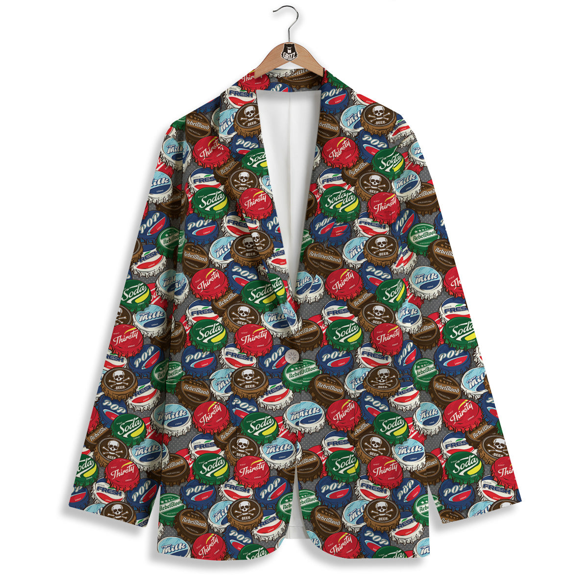 Bottle Caps Print Pattern Women's Blazer-grizzshop