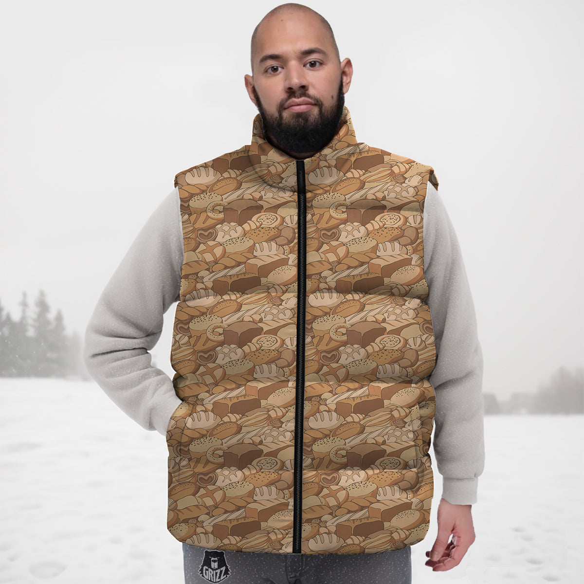 Botttle Red Wine Print Pattern Down Vest-grizzshop