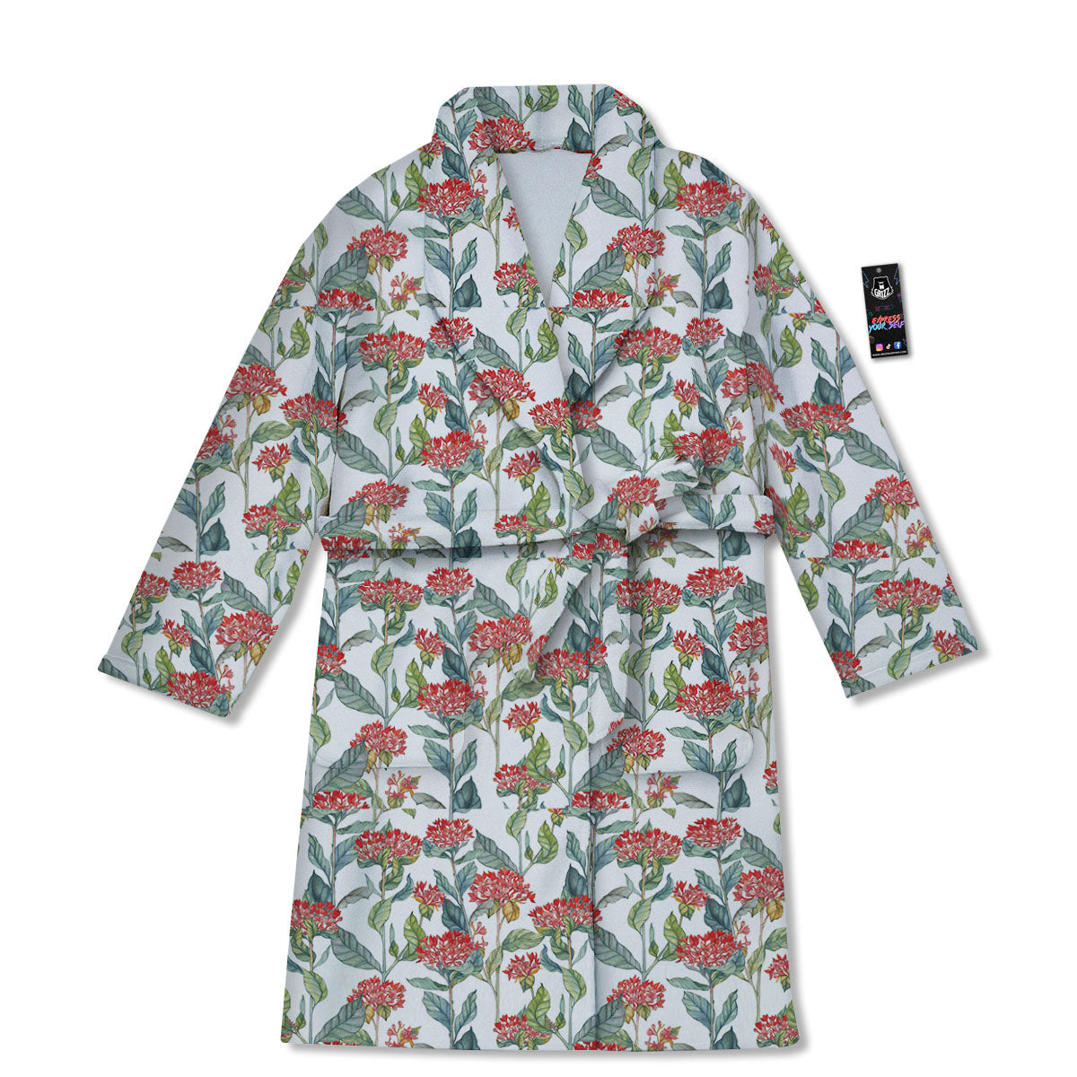 Bouvardia Print Pattern Bathrobe-grizzshop