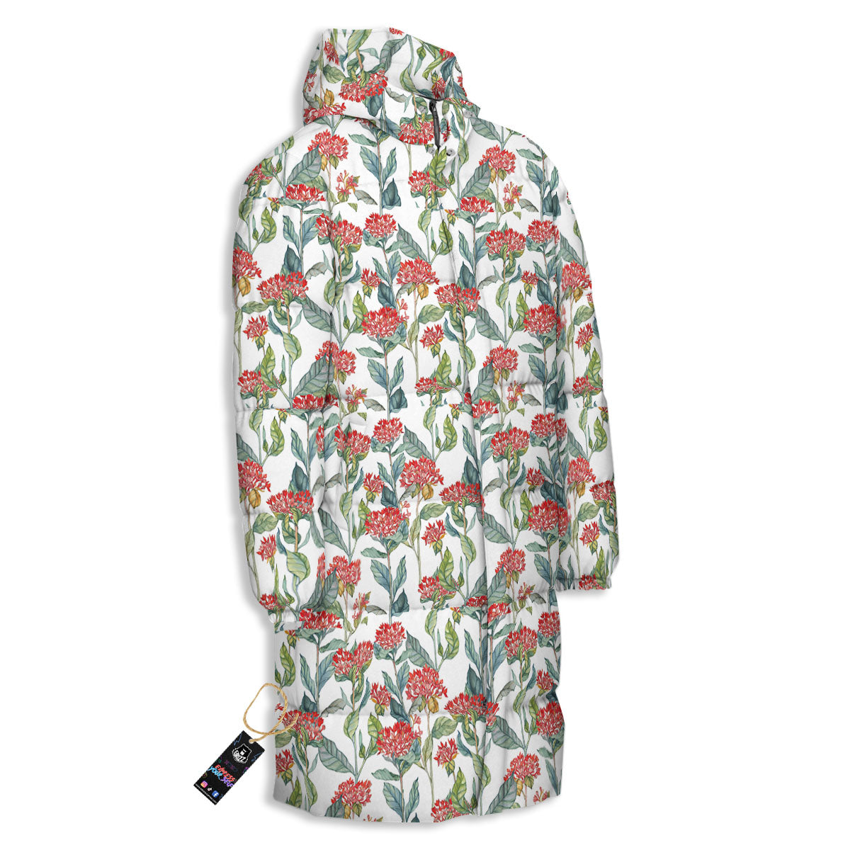 Bouvardia Print Pattern Long Down Jacket-grizzshop