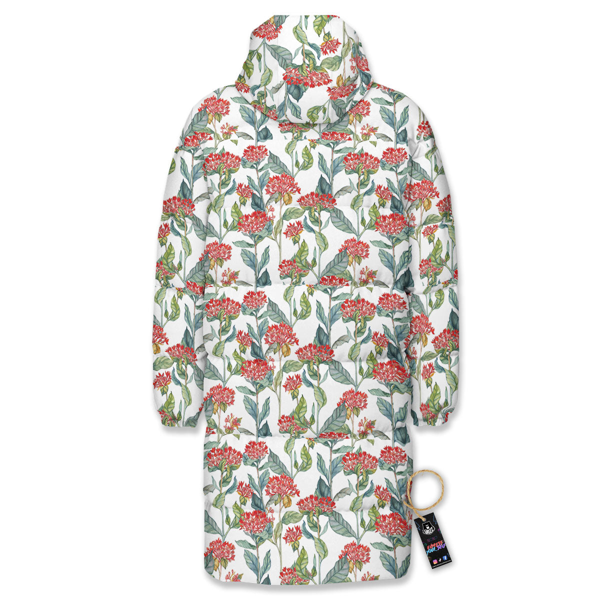 Bouvardia Print Pattern Long Down Jacket-grizzshop