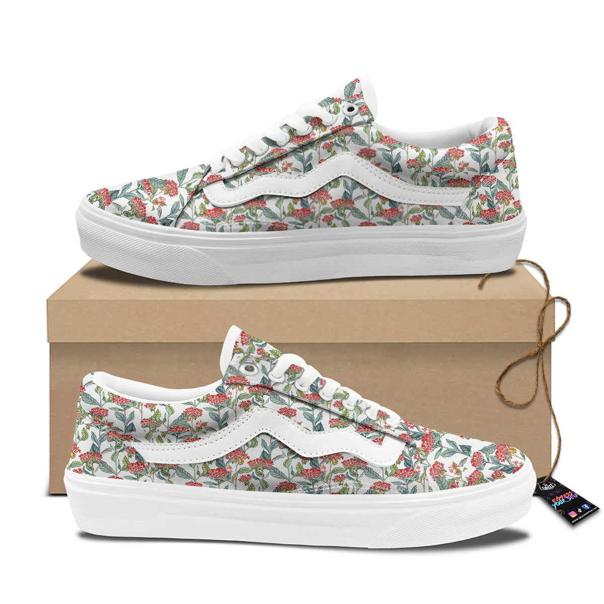 Bouvardia Print Pattern Skate Shoes-grizzshop