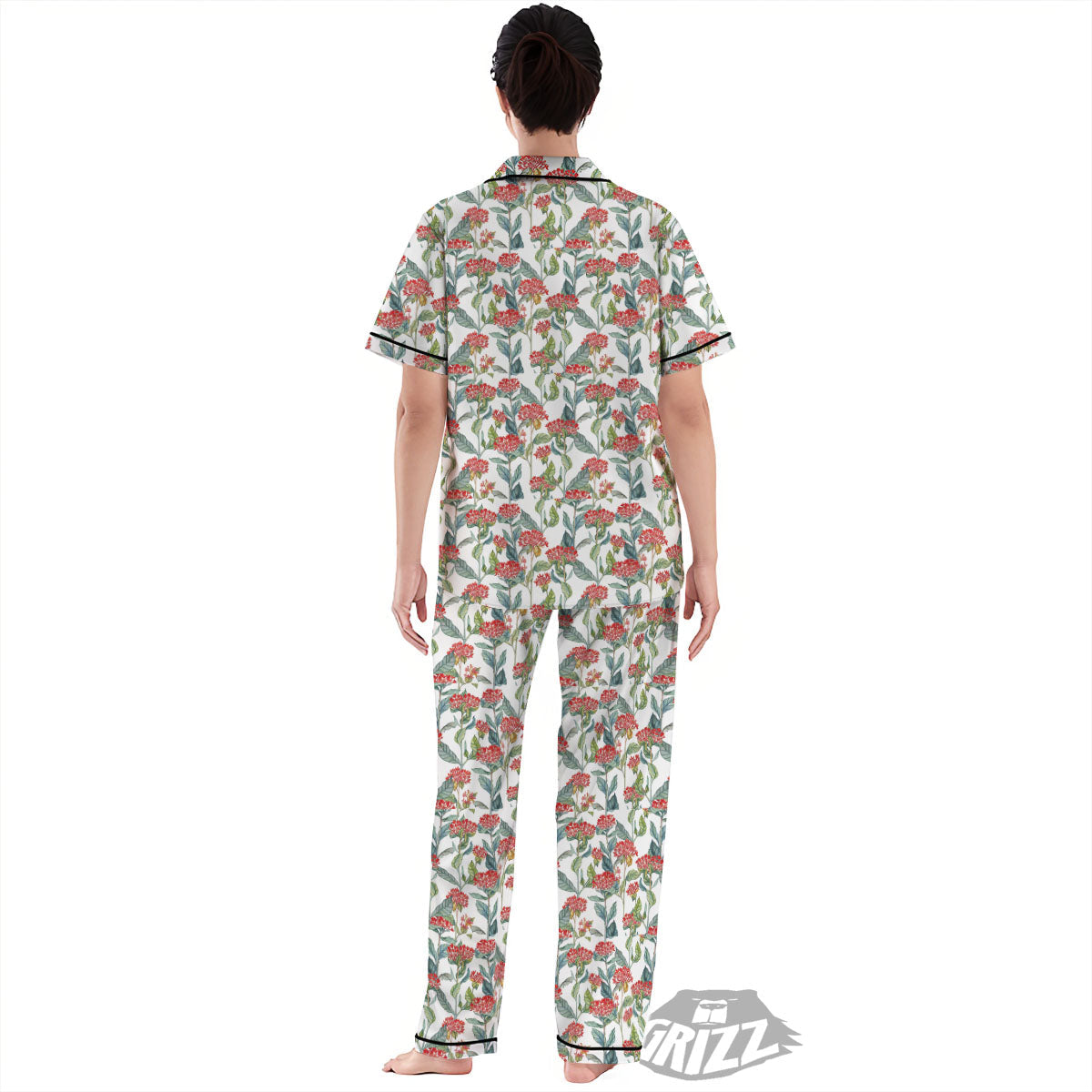 Bouvardia Print Pattern Women's Pajamas Set-grizzshop