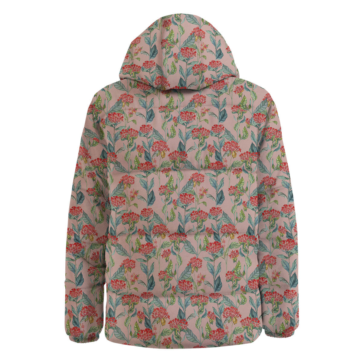 Bouvardia Red Print Pattern Down Jacket-grizzshop