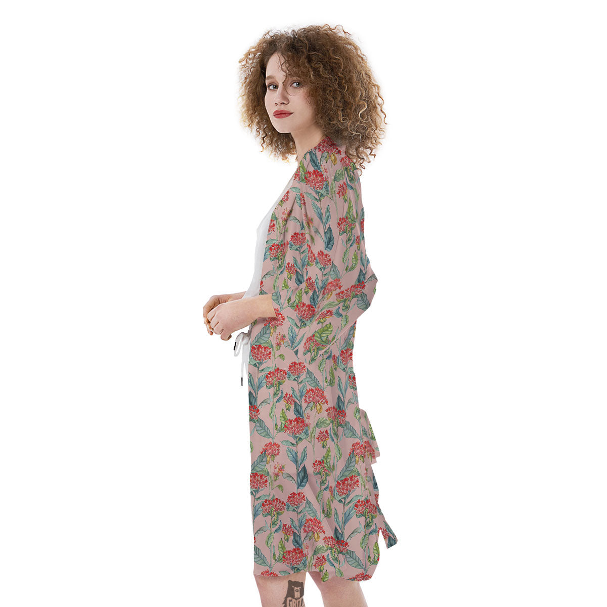 Bouvardia Red Print Pattern Kimono-grizzshop