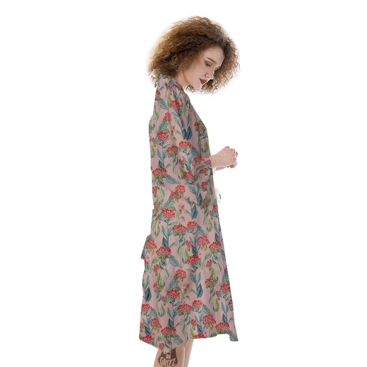 Bouvardia Red Print Pattern Kimono-grizzshop