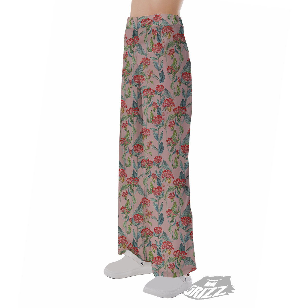 Bouvardia Red Print Pattern Pajama Pants-grizzshop