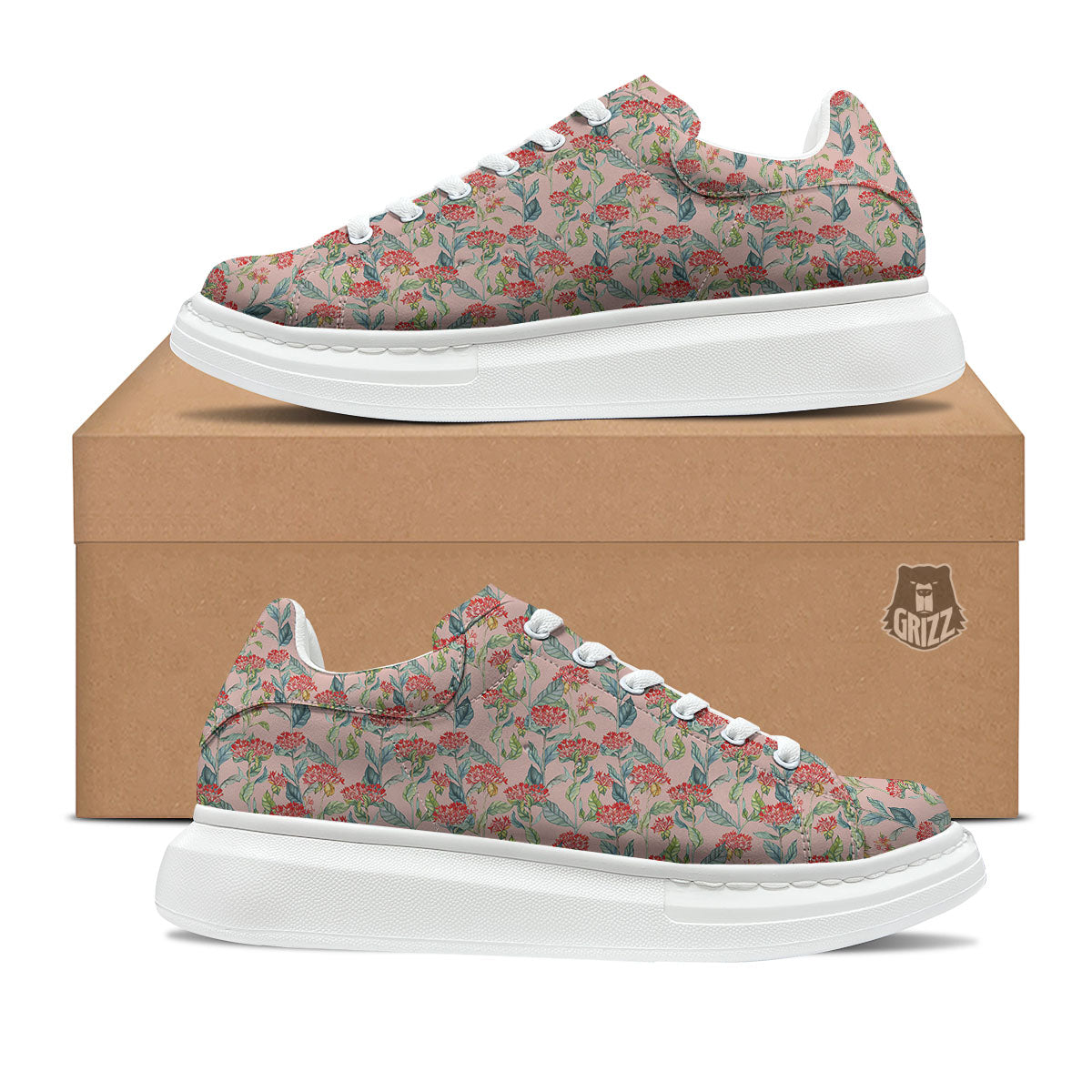 Bouvardia Red Print Pattern Platform Shoes-grizzshop