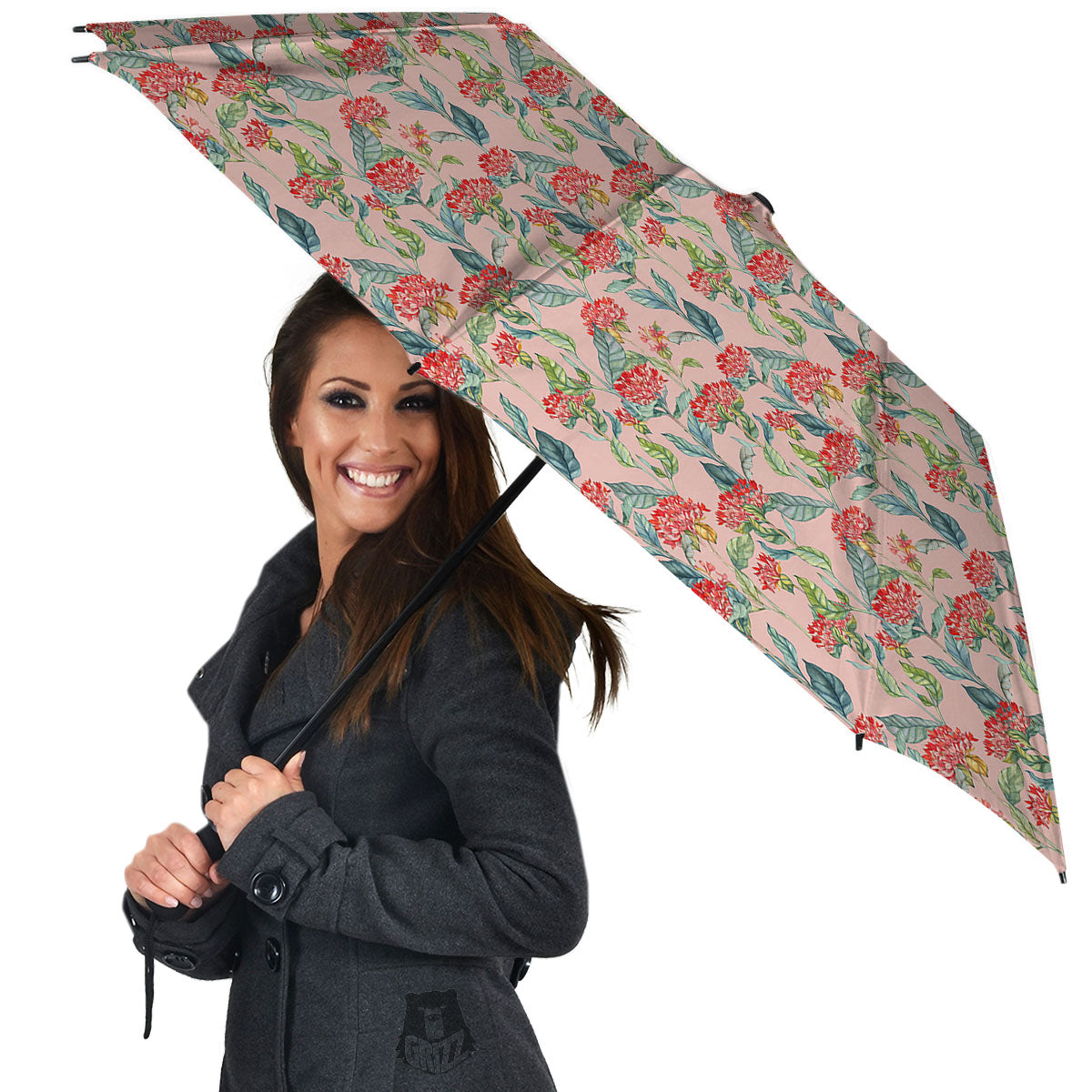 Bouvardia Red Print Pattern Umbrella-grizzshop