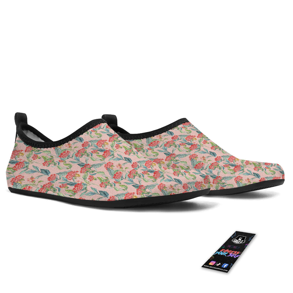 Bouvardia Red Print Pattern Water Shoes-grizzshop
