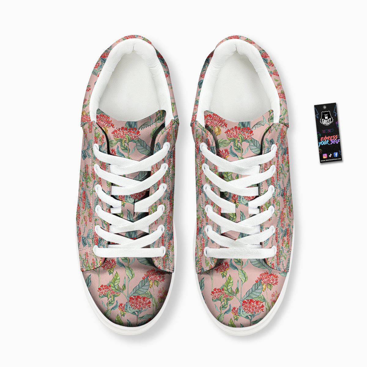 Bouvardia Watercolor Print Pattern Platform Shoes-grizzshop