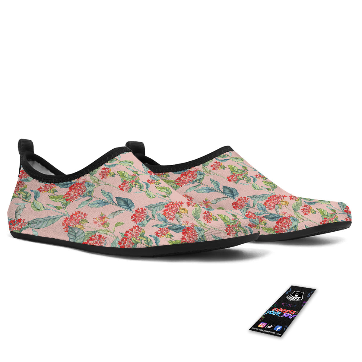 Bouvardia Watercolor Print Pattern Water Shoes-grizzshop