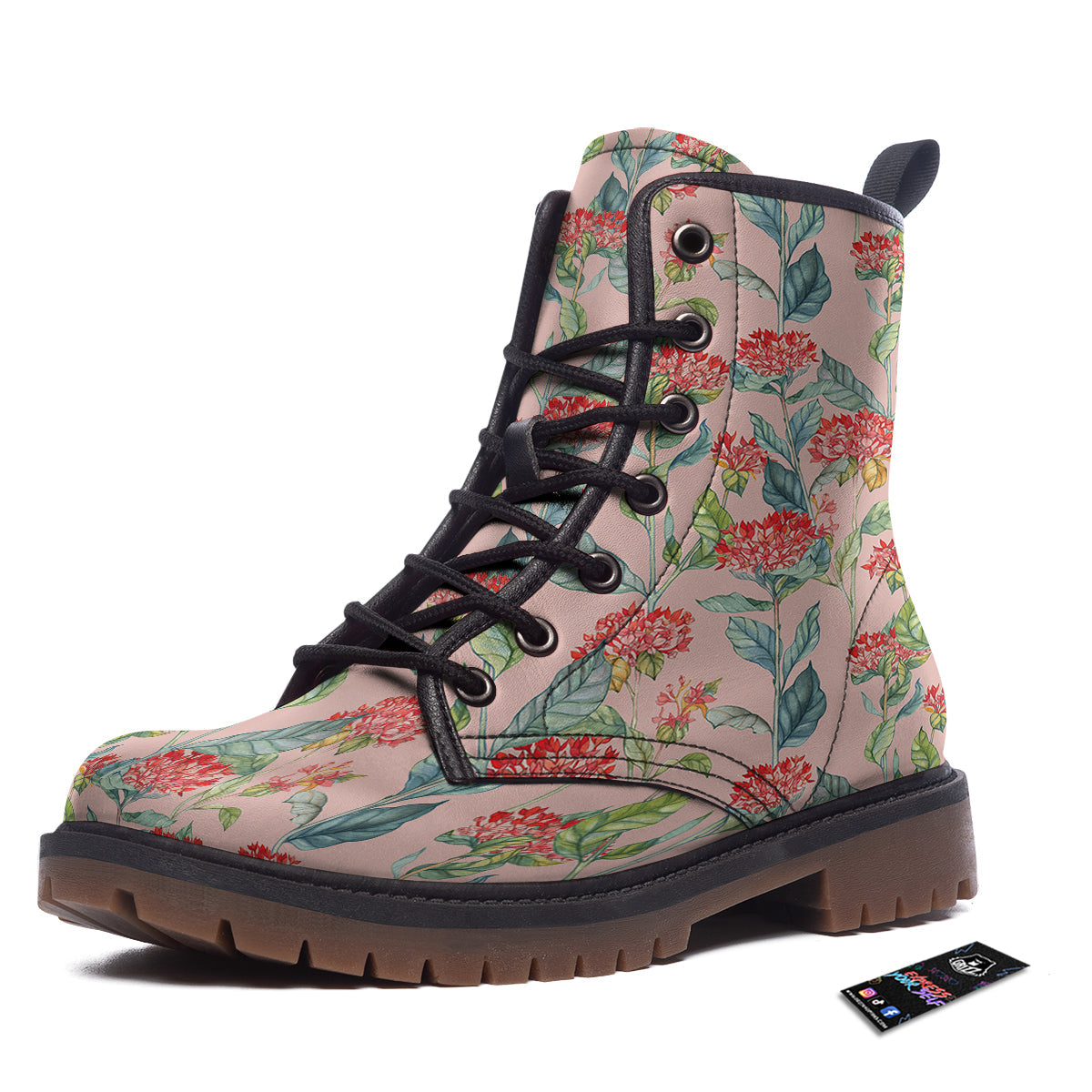 Bouvardia Watercolor Print Pattern Work Boots-grizzshop