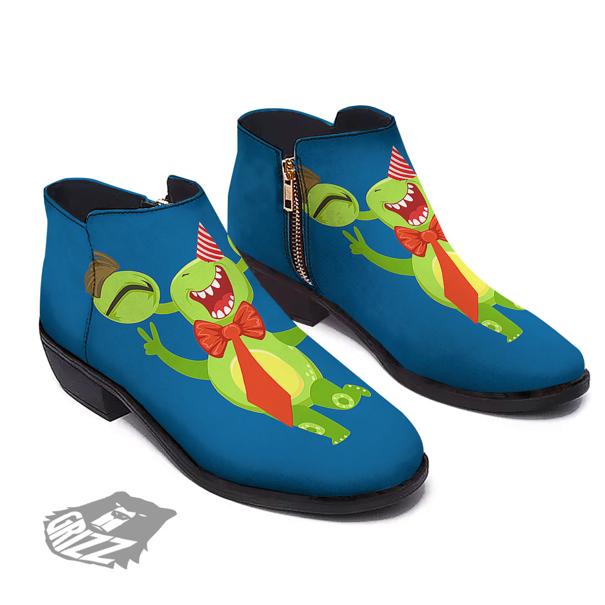 Bow Tie With Cute Alien Print Ankle Boots-grizzshop