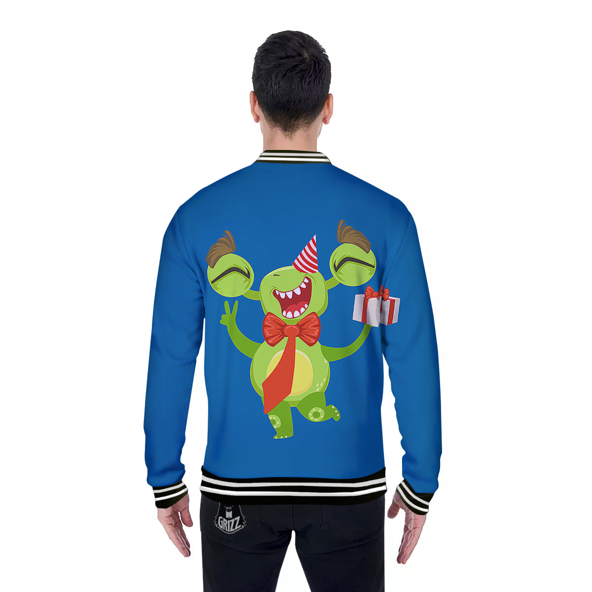 Bow Tie With Cute Alien Print Baseball Jacket-grizzshop