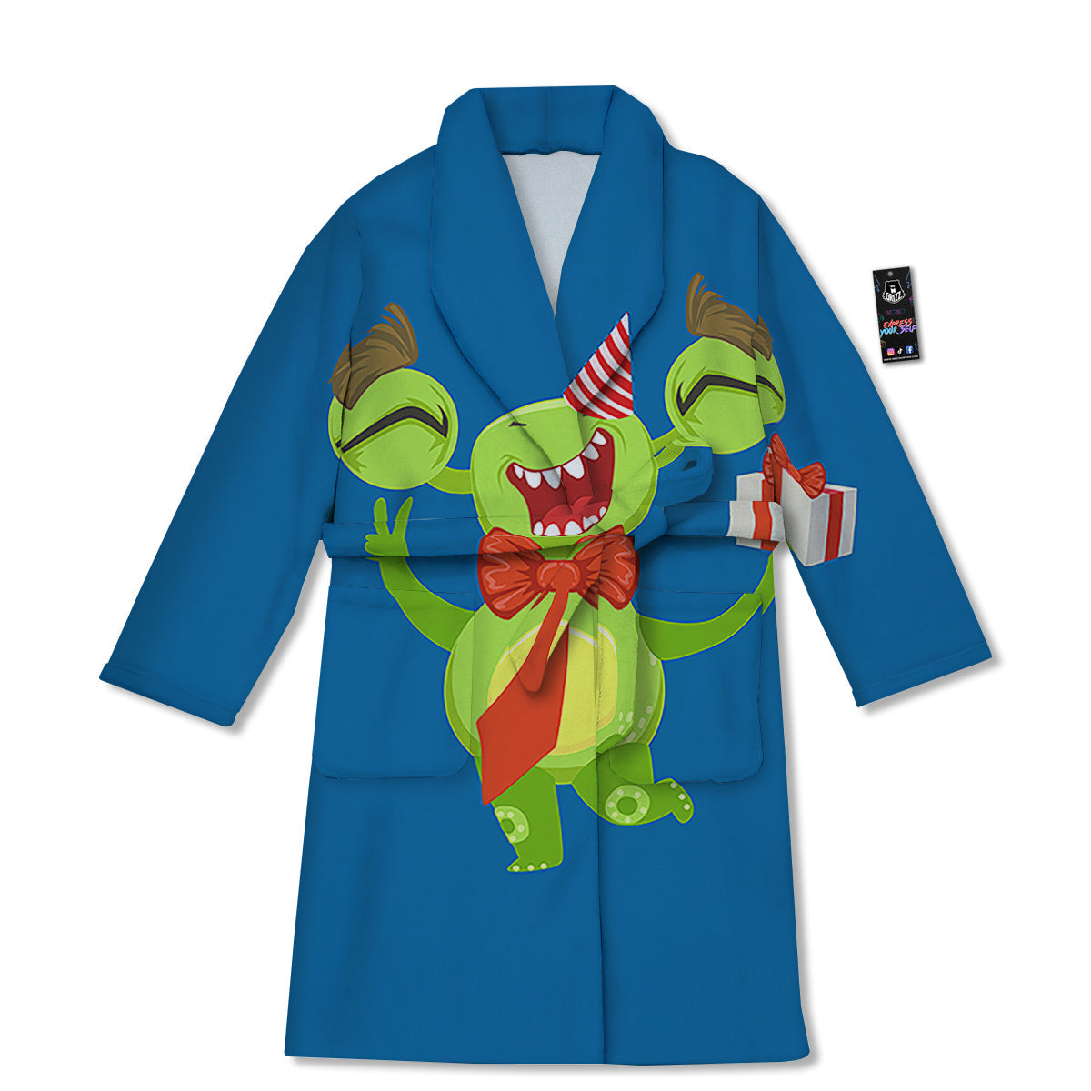Bow Tie With Cute Alien Print Bathrobe-grizzshop