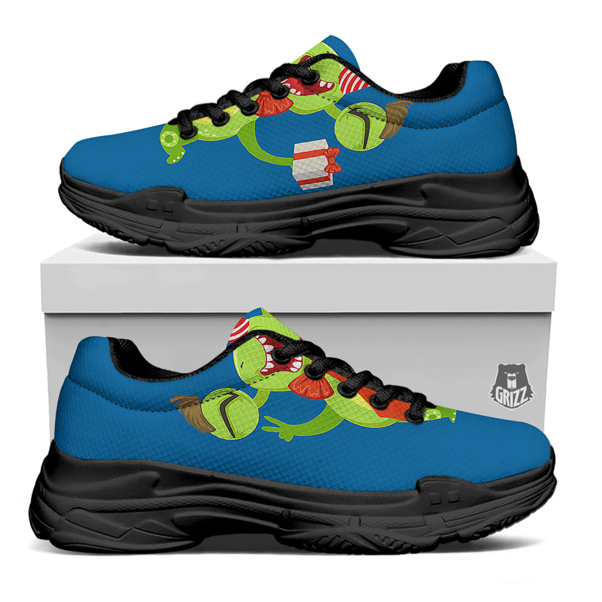 Bow Tie With Cute Alien Print Black Chunky Shoes-grizzshop