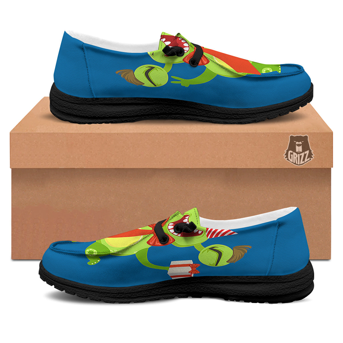 Bow Tie With Cute Alien Print Black Loafers-grizzshop
